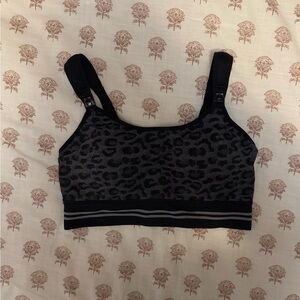 MomCozy: Leopard Print Black Nursing and Pumping Bra